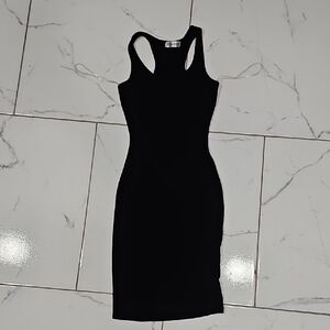 Popular 21 Black Ribbed Racerback Bodycon Dress – Size S, Stretch Rayon Blend